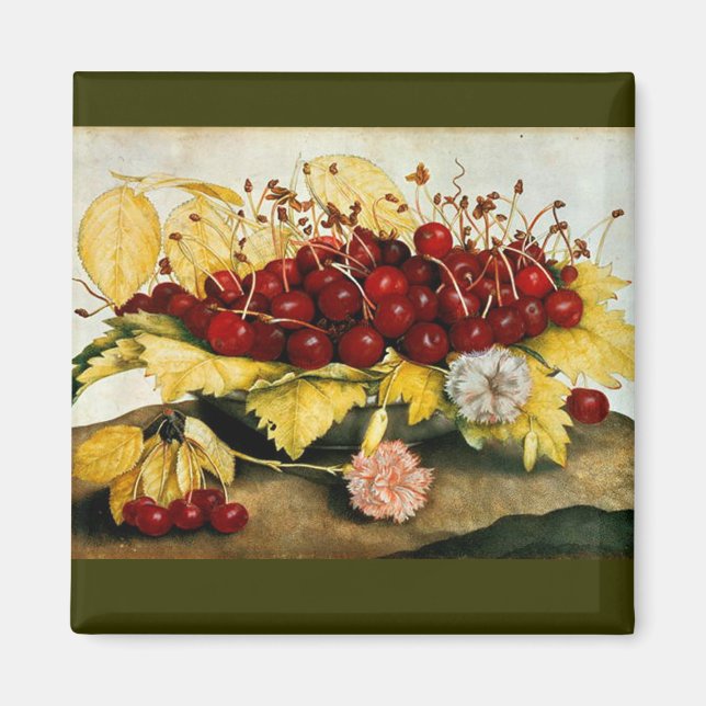 SEASON'S FRUITS / CHERRIES AND CARNATIONS MAGNET (Front)
