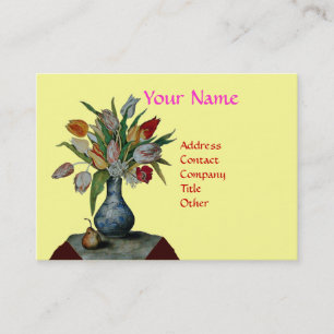 SEASON'S FRUITS - COLORFUL TULIPS MONOGRAM BUSINESS CARD