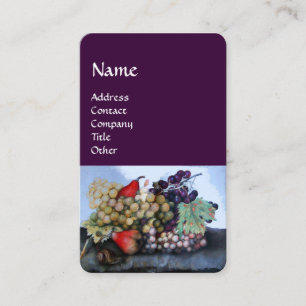 SEASON'S FRUITS,GRAPES AND PEARS Still Life Purple Business Card