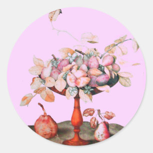 SEASON'S FRUITS/JASMINES,FLOWERS,PRUNES Pink Classic Round Sticker