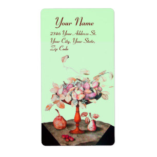 SEASON'S FRUITS,JASMINES,LEAVES PEARS Pink Green