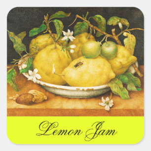 SEASON'S FRUITS LEMON JAM , PRESERVE ,CANNING JAR SQUARE STICKER