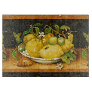 SEASON'S FRUITS LEMONS AND WHITE FLOWERS CUTTING BOARD