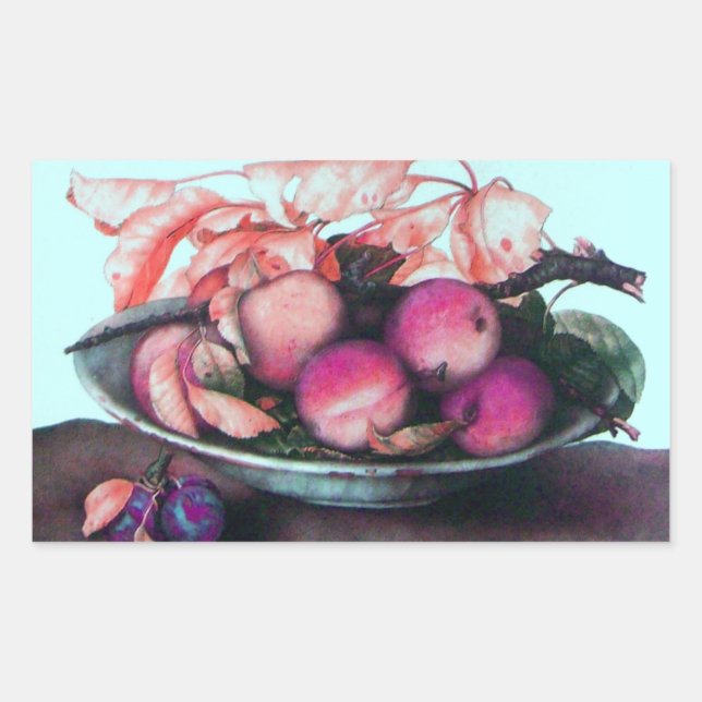 SEASON'S FRUITS / PEACHES AND PRUNES RECTANGULAR STICKER (Front)
