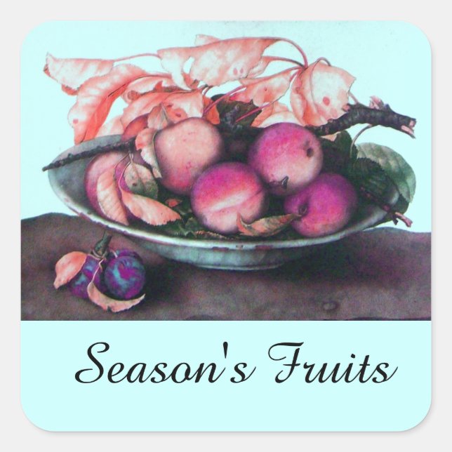 SEASON'S FRUITS / PEACHES AND PRUNES SQUARE STICKER (Front)