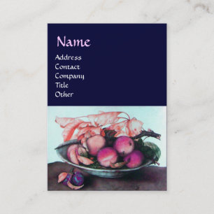 SEASON'S FRUITS Peaches,Prunes and Leaves Blue Business Card