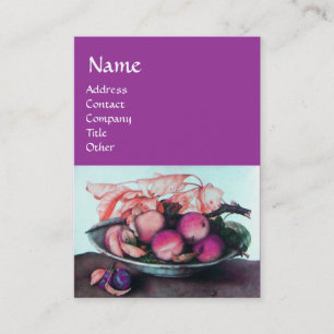 SEASON'S FRUITS Peaches,Prunes and Leaves Purple Business Card