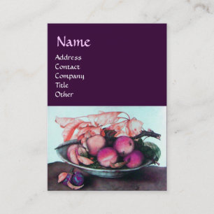 SEASON'S FRUITS Peaches,Prunes and Leaves Purple Business Card