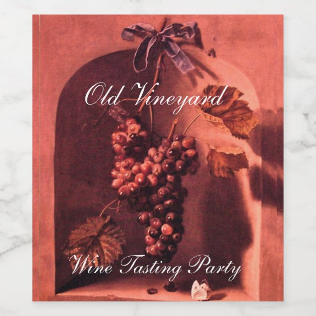 SEASON'S FRUITS PROSPERITY / GRAPES ,BLUE BOW Pink Wine Label (Single Label)