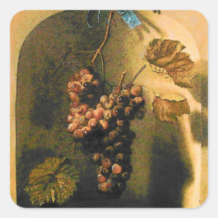 SEASON'S FRUITS -PROSPERITY HANGED GRAPES Rustic Square Sticker