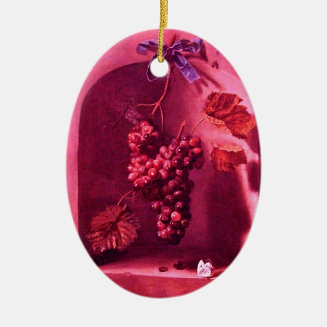 SEASON'S FRUITS -PROSPERITY Pink Purple Amethyst Ceramic Tree Decoration (Front)