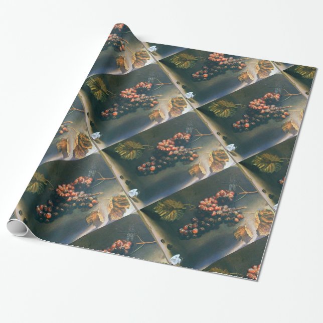 SEASON'S FRUITS,PROSPERITY Red Grapes ,Butterfly Wrapping Paper (Unrolled)