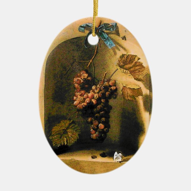 SEASON'S FRUITS -PROSPERITY yellow brown Ceramic Tree Decoration (Front)