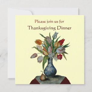 SEASON'S FRUITS /TULIPS Thanksgiving Dinner Ivory Invitation