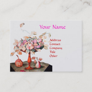 SEASON'S FRUITS VASE,FLOWERS,LEAVES Pink White Business Card
