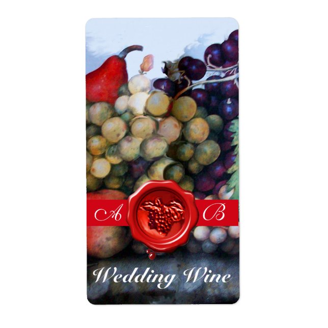 SEASON'S FRUITS WEDDING WINE RED WAX SEAL MONOGRAM (Front)