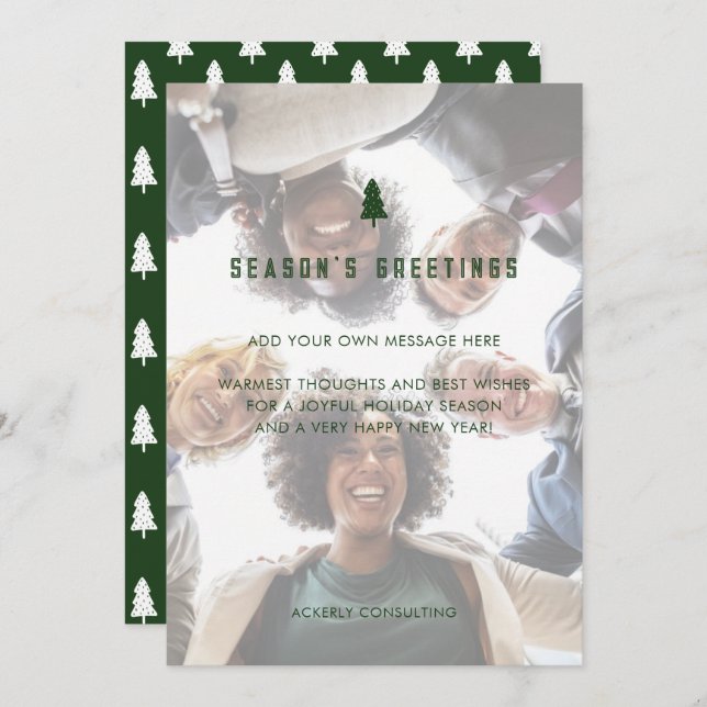 Season's Greeting Business Photo Christmas Holiday Card (Front/Back)