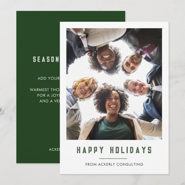 Season's Greeting Business Team Photo Christmas Holiday Card (Front/Back)