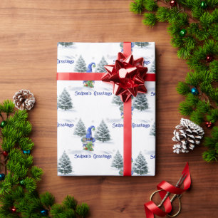Season's Greeting Christmas Gnome  Wrapping Paper