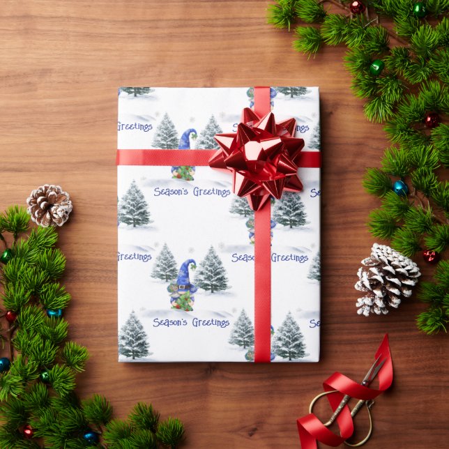 Season's Greeting Christmas Gnome  Wrapping Paper (Holiday Gift)
