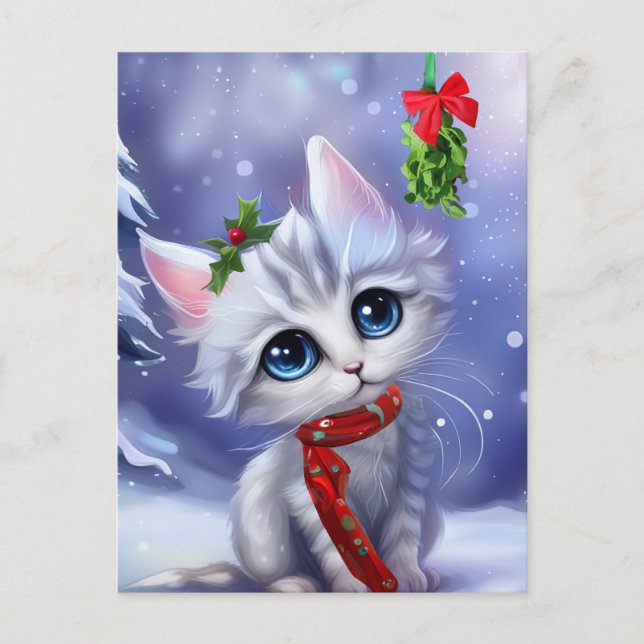 Season's Greeting Christmas Tree Snow Holiday Postcard (Front)