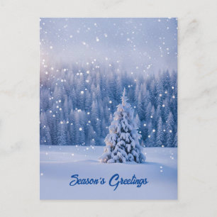 Season's Greeting Christmas Tree Snow Holiday Postcard