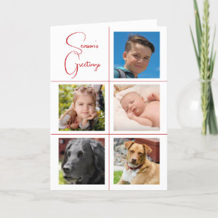 Season's Greeting Five Photo  Holiday Card