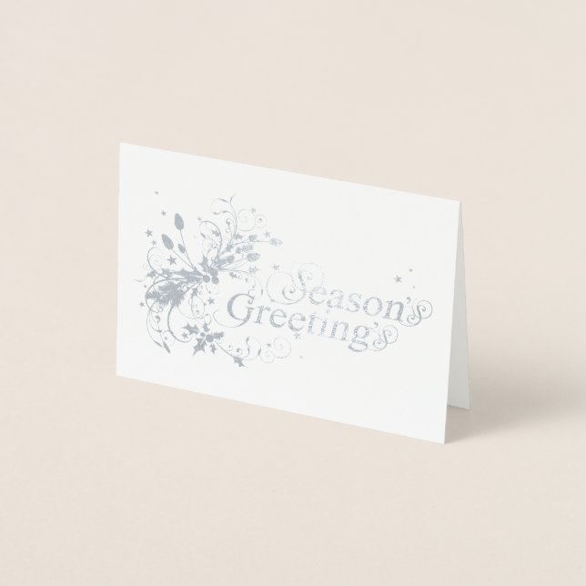 Season's greeting floral graphic art holiday card (Front)