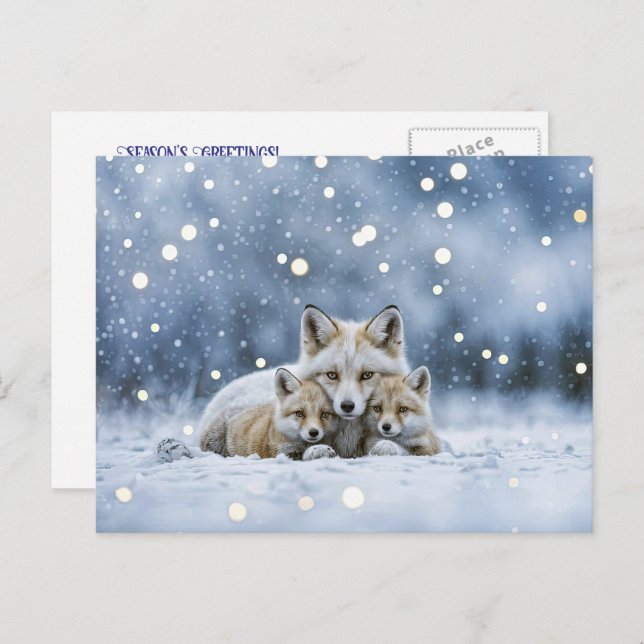 Seasons Greeting Holiday Fox and Snow (Front/Back)