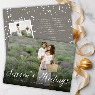 Season's Greeting Simple White Script Modern Photo Holiday Card