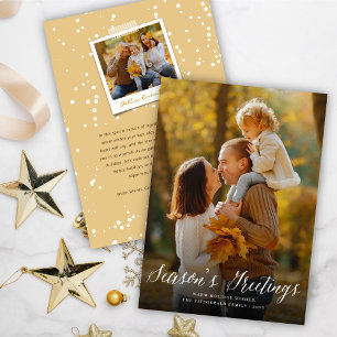 Season's Greeting Simple White Script Modern Photo Holiday Card