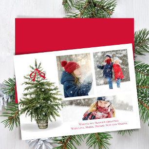 Season's Greeting Watercolor Photo Collage Holiday Card
