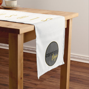SEASONS GREETING WHITE GOLD BUSINESS LOGO TEMPLATE MEDIUM TABLE RUNNER