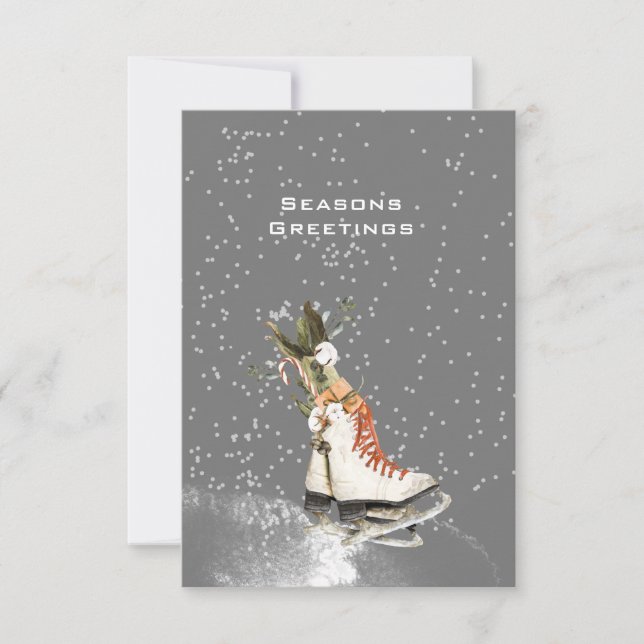 SEASONS GREETING WINTER SCENE WITH ICE SKATES (Front)