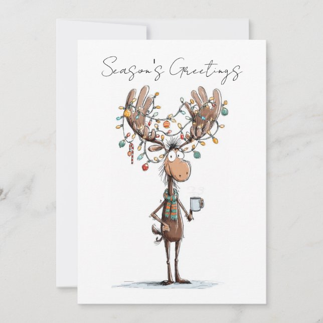 Season's greeting with Moose Holiday Card (Front)