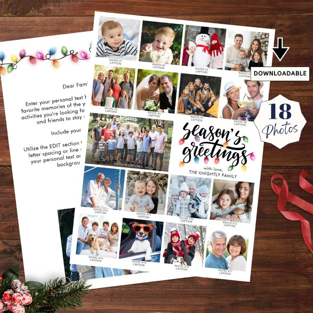 Season's Greetings 18 Photos Captions Year Review Holiday Card (Creator Uploaded)