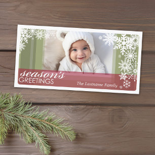 season's greetings 1 photo with snowflakes holiday card