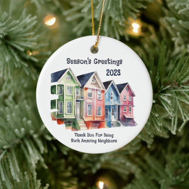 Season's Greetings 2023 Round Metal Ceramic Tree Decoration (Tree)