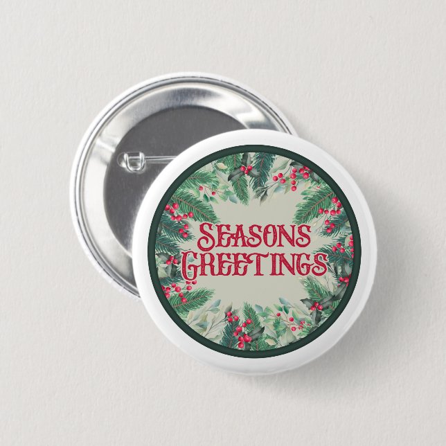 Seasons Greetings 6 Cm Round Badge (Front & Back)
