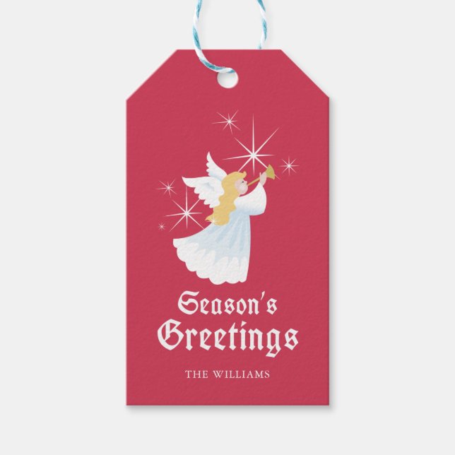 Seasons Greetings Angel Christmas Gift Tag (Front)