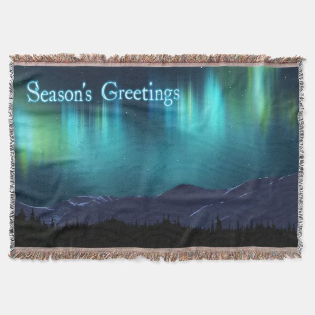 Season's Greetings - Aurora Borealis Throw Blanket (Front)
