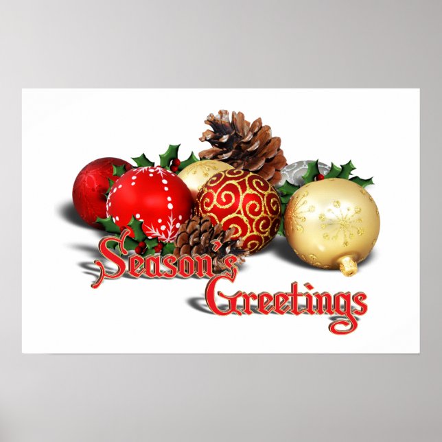 Seasons Greetings - Baubles & Pine Cones Poster (Front)