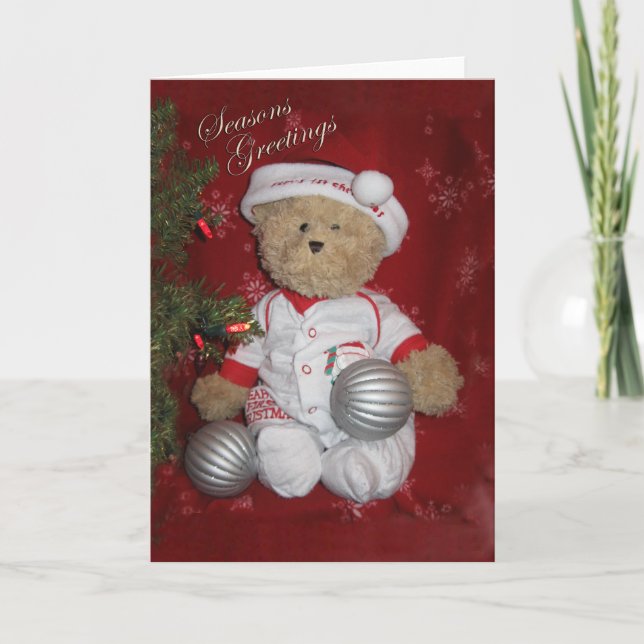Seasons Greetings Bear Holiday Card (Front)