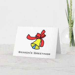 Season's Greetings ~ Bell and Red Bow Holiday Card