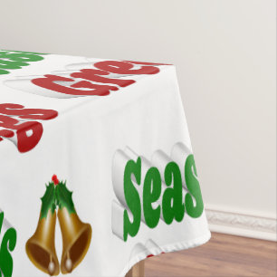Seasons Greetings Bells Christmas typography Tablecloth