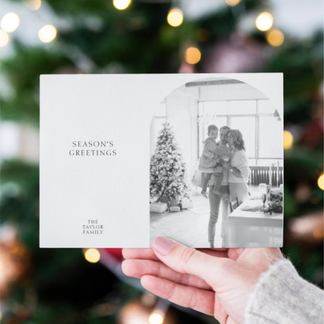 Season's Greetings Black and White Photo Christmas Holiday Card (Season's Greetings Black and White Photo Christmas Holiday Cards from Ricaso. Simple, elegant card)