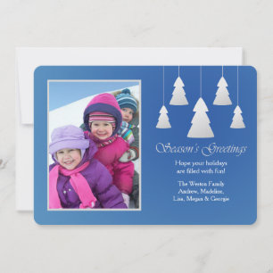 Season's Greetings Blue Photo Holiday Card
