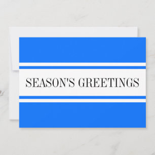 Seasons Greetings Bright Blue White Racing Stripes Holiday Card