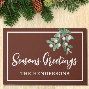 Seasons Greetings Brown Christmas Custom Doormat
