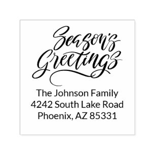 Season's Greetings Brush Lettering Return Address Self-inking Stamp